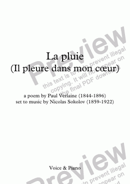 page one of Il pleure dans mon cœur (La pluie)(Sokolov / Verlaine)