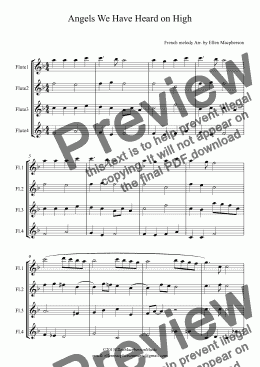 page one of Angels We Have Heard on High - Flute Quartet
