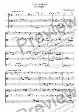 page one of Boyce - PRELUDE and FUGUE - for string trio