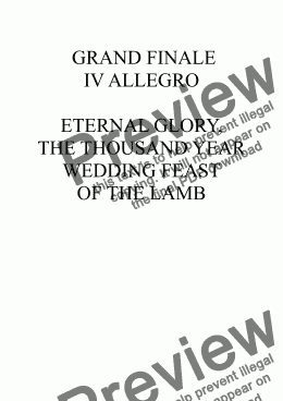 page one of SYMPHONY NO. 1 IV ALLEGRO GRAND FINALE ETERNAL GLORY,  THE THOUSAND YEAR WEDDING FEAST   OF THE LAMB