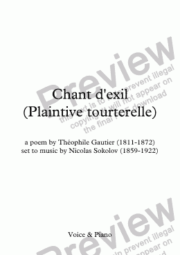 page one of Plaintive tourterelle (Chant d'exil)(Sokolov / Th. Gautier)