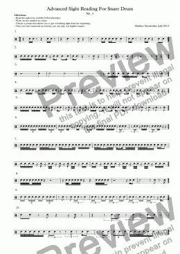 page one of Advanced Sight Reading For Snare Drum Nr. 1