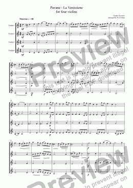 page one of Gervaise - PAVANE - La VENISSIENE - for four violins