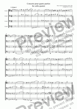 page one of Charpentier - CONCERTO POUR QUATRE PARTIES - for cello quartet