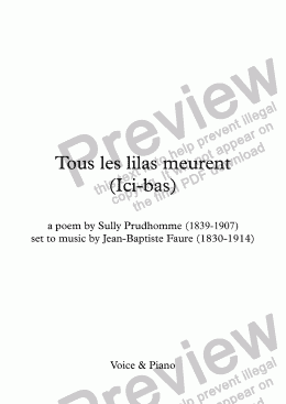 page one of Ici-bas (Tous les lilas meurent) (J-B Faure / Sully Prudhomme)