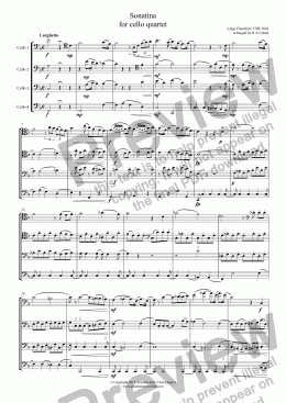 page one of Cherubini - SONATINA - for cello quartet
