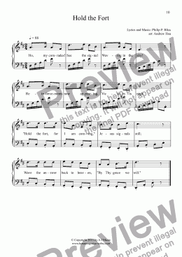 page one of Hold the Fort - Easy Piano 169B