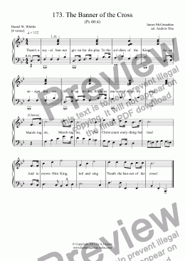 page one of The Banner of the Cross - Easy Piano 173