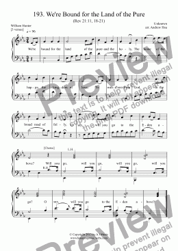 page one of We're Bound for the Land of the Pure - Easy Piano 193
