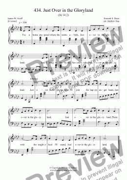 page one of Just Over in the Gloryland - Easy Piano 434