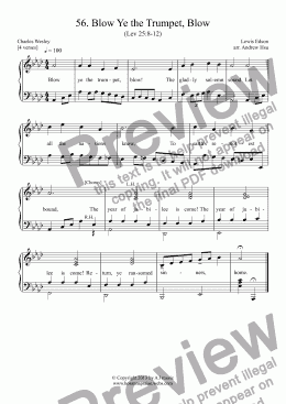 page one of Blow Ye the Trumpet, Blow - Easy Piano 56