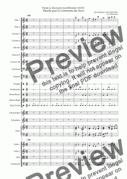 page one of JEAN-BAPTISTE LULLY - Marche pour la Cérémonie des Turcs (arranged for training orchestra)