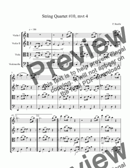 page one of String Quartet #10, movement 4