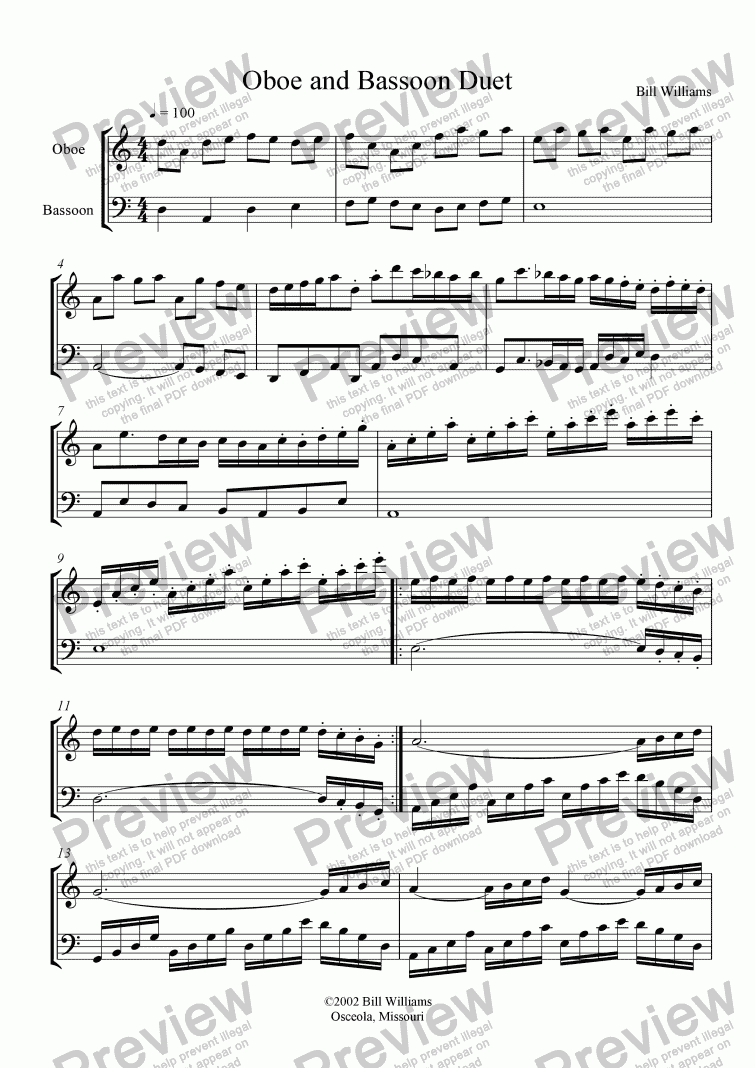page one of Oboe and Bassoon Duet
