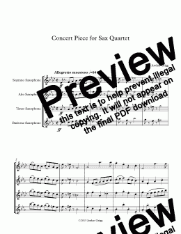 page one of Concert Piece for Sax Quartet