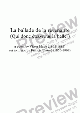 page one of La ballade de la revenante (F. Thomé / Victor Hugo)