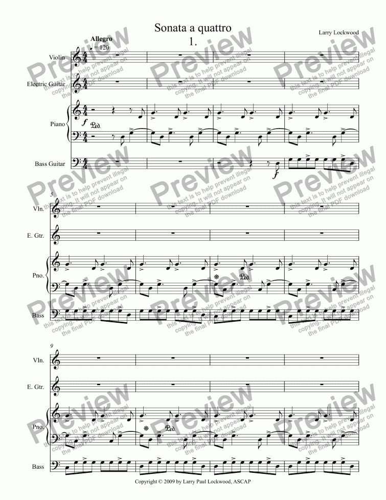 page one of Sonata a quattro