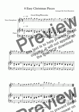 page one of 8 Easy Christmas Pieces for Tenor Saxophone And Piano