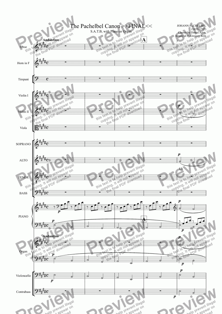 page one of The Pachelbel Canon for Chorus and Ensemble