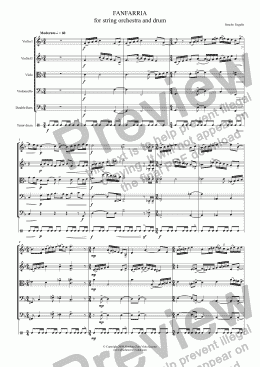 page one of FANFARRIA - for string orchestra and drum