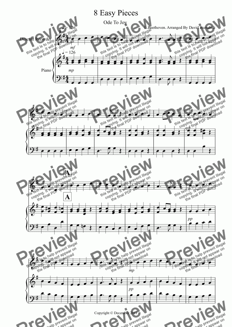 page one of 8 Pieces for Descant Recorder And Piano