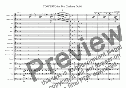 page one of Krommer CONCERTO for Two Clarinets Op.91 (full score)