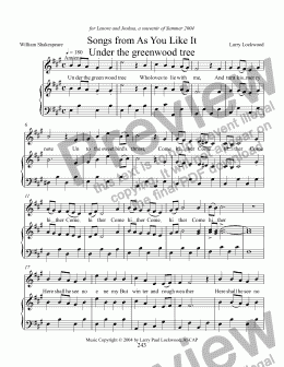 page one of Songs from As You Like It 1-5