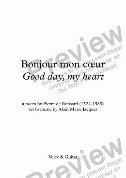 page one of Bonjour mon cœur (A. Jacques /Ronsard) - original version