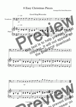 page one of 8 Easy Christmas Pieces for Trombone And Piano