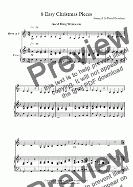 page one of 8 Easy Christmas Pieces for French Horn And Piano