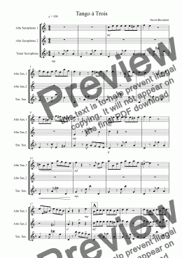 page one of Tango á Trois for Saxophone Trio
