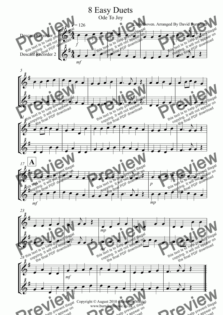 page one of 8 Duets for Descant Recorder