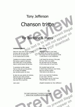 page one of Chanson triste