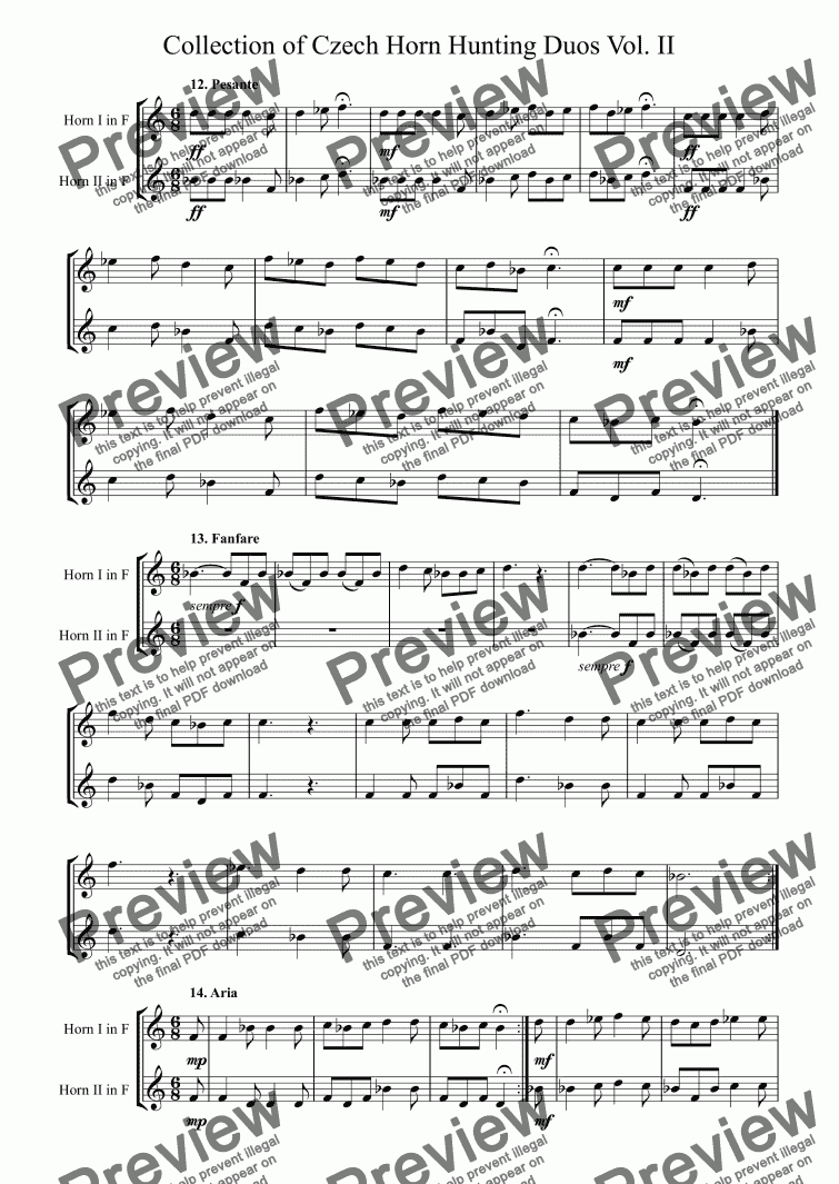 page one of Collection of Czech Horn Hunting Duos Vol. II