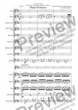page one of Plaisir D’Amour for Soprano and Orchestra