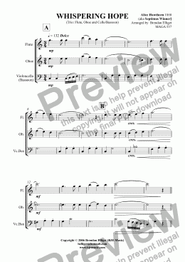 page one of WHISPERING HOPE (Trio: Flute, Oboe and Cello/Bassoon))