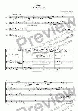 page one of Antegnati - LA BATTERA - for four violas