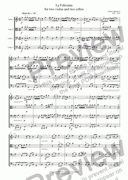 page one of Banchieri - LA FELICIANA - for two violas and two cellos
