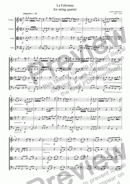 page one of Banchieri - LA FELICIANA - for string quartet