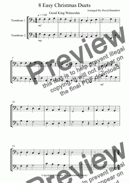 page one of 8 Easy Christmas Duets for Trombone