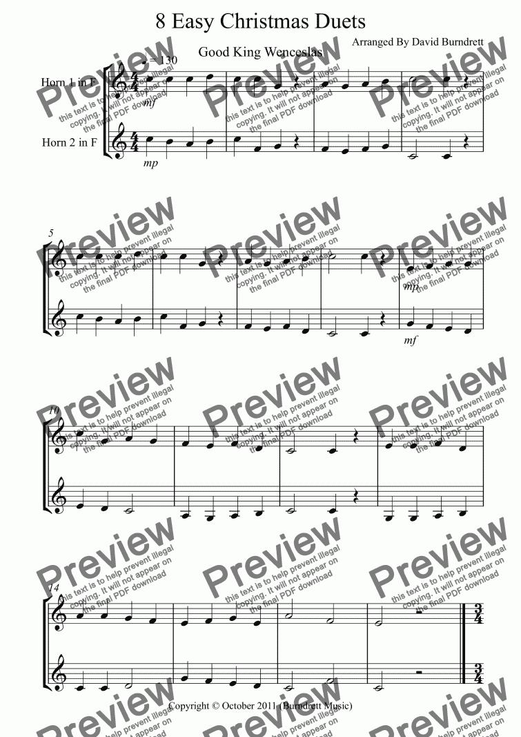 page one of 8 Christmas Duets for French Horn