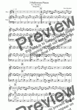 page one of 3 Halloween Pieces for Oboe And Piano
