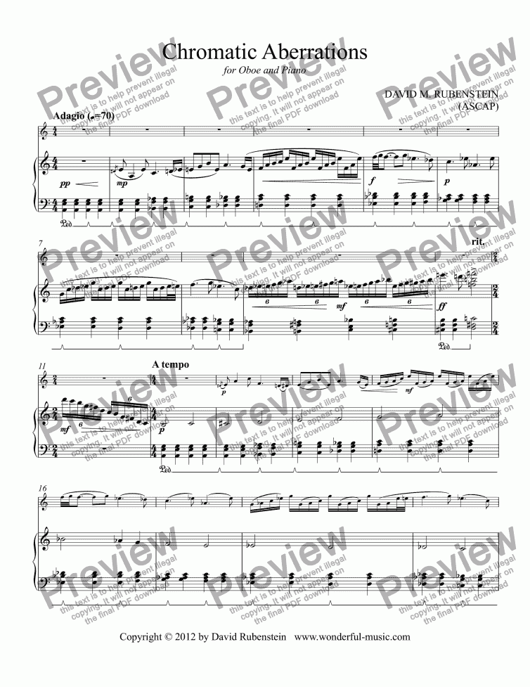 page one of Chromatic Aberrations for Oboe and Piano