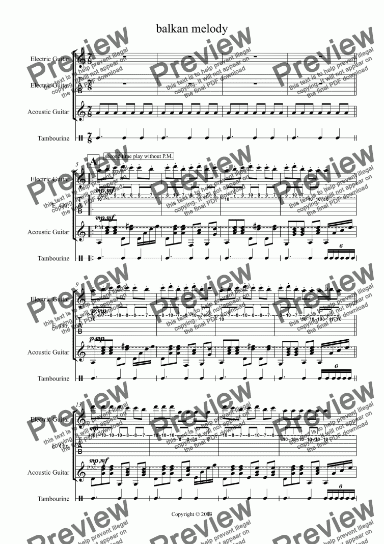 page one of balkan melody