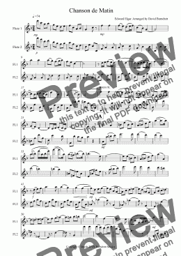 page one of Chanson de Matin for Flute duet