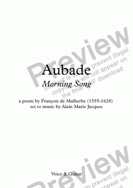 page one of Aubade (A. Jacques / Malherbe) - Original version