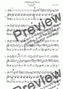 page one of 3 Halloween Pieces for Tuba and Piano