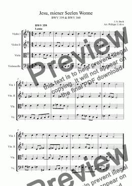 page one of Jesu, miener Seelen Wonne - BWV 359 & 360 for String Quartet