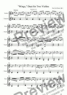 page one of Wings, Duet for Two Violins