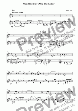 page one of Meditation for Oboe and Guitar